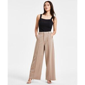 Bar III Petite Seamed Wide-Leg Ponté Pants Light Brown Size PL MSRP $60